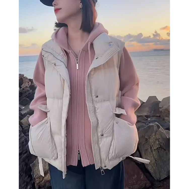 爆款设计感白鸭绒时尚马甲外套女2025秋冬宽松休闲外穿背心上衣