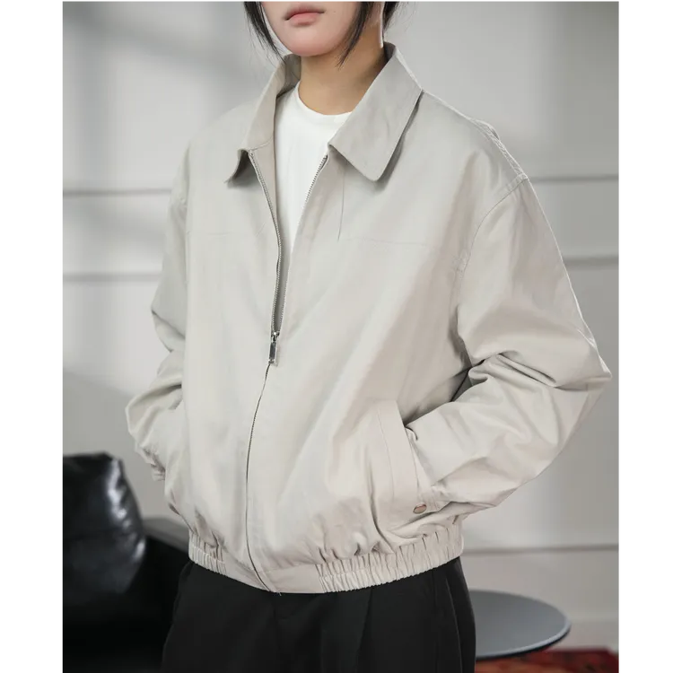 3-in-o 早秋美式哈灵顿通勤中性纯棉百搭短宽松外套翻领夹克-0259