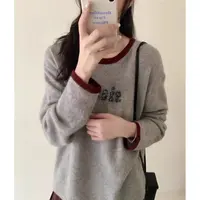 特！门店21&9！圆领宽松型长袖字母毛女式针织衫上衣 Z00766