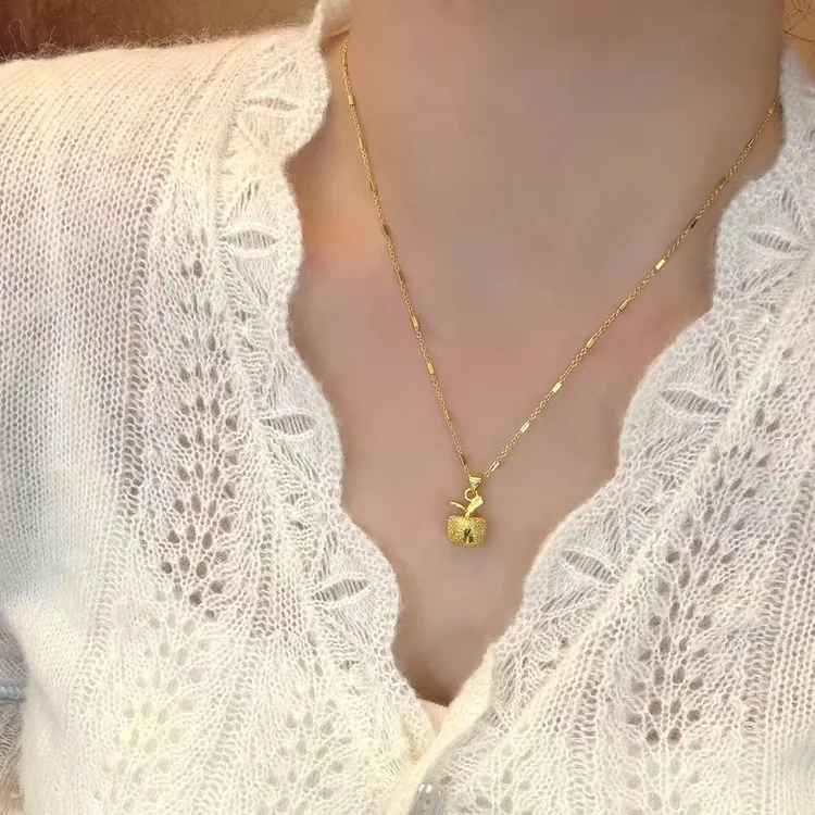 精工高版本平安果方块链项链时尚百搭高级感时尚轻奢