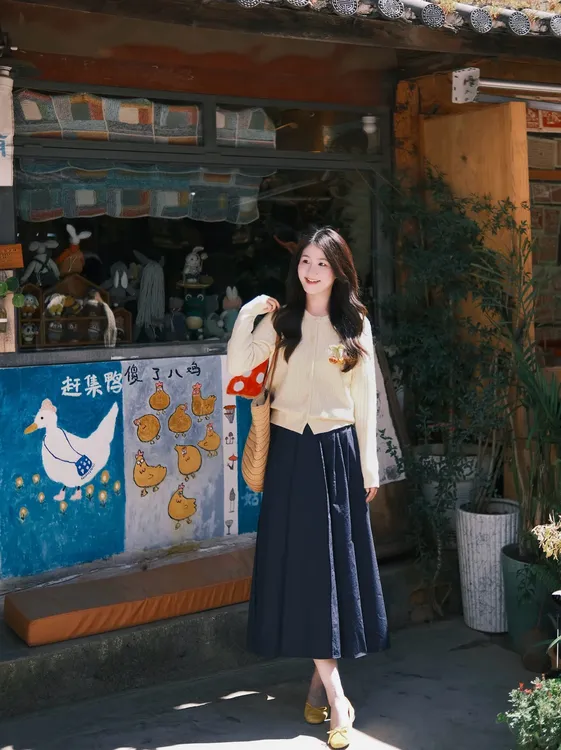 2025秋季新款韩系穿搭一整套女针织开衫搭配半身裙气质两件套装女