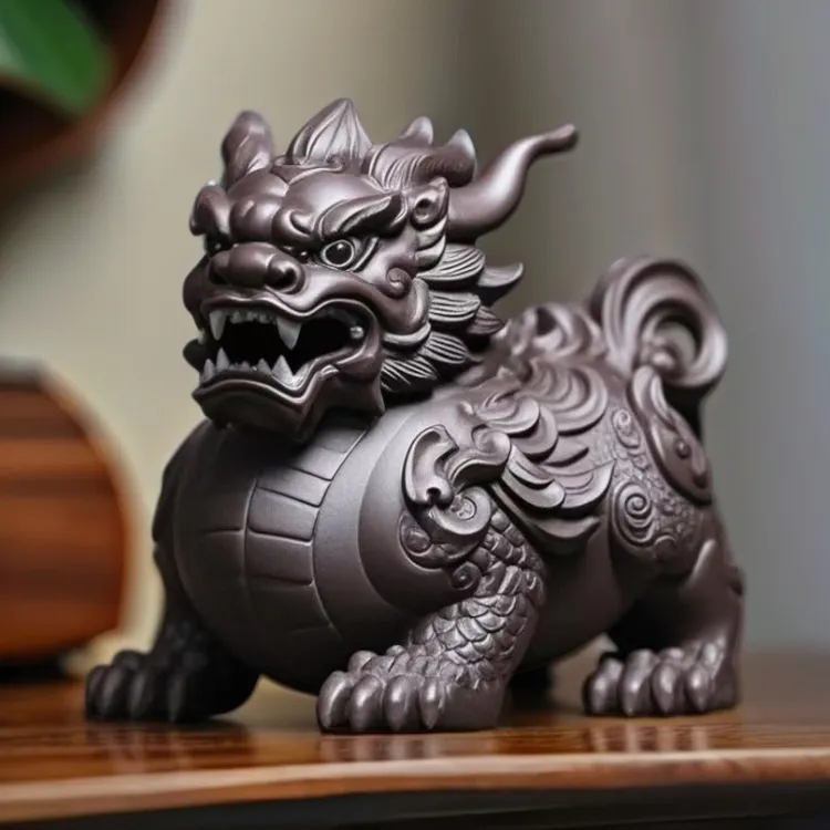 紫砂陶瓷茶宠貔貅茶台茶桌装饰品貔貅茶玩茶宠精品茶具摆设高档
