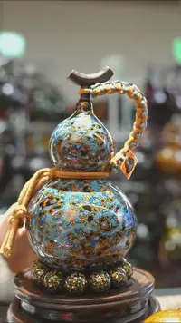 【闪购商品】WU182漆艺酒葫芦不包手串及旋转底座