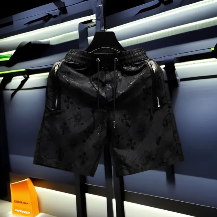 男装高端2025暗花短裤男夏季时尚新款潮流休闲沙滩裤设计款五分裤