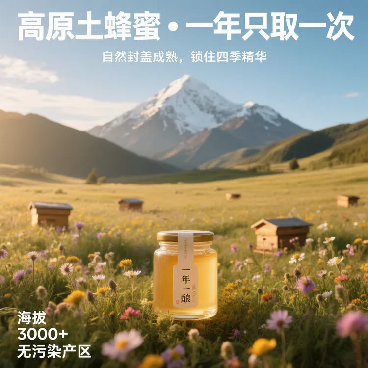 高原纯土蜂蜜一年只取一次自然成熟封盖蜜