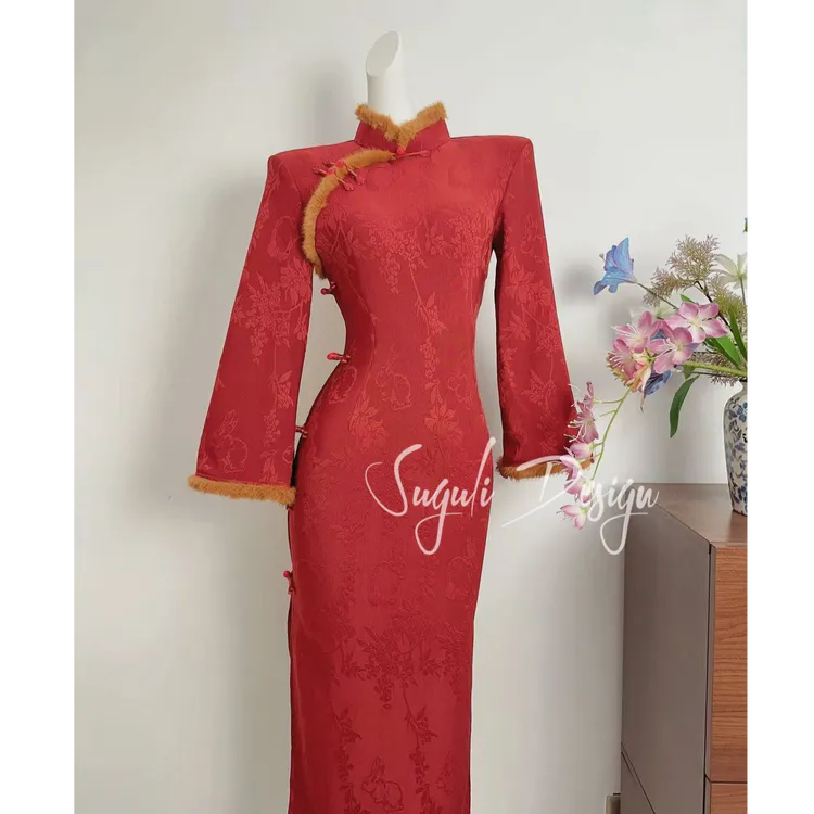 苏故里【庆师宴】日常秋冬款微胖女生复古高雅新中式旗袍长125