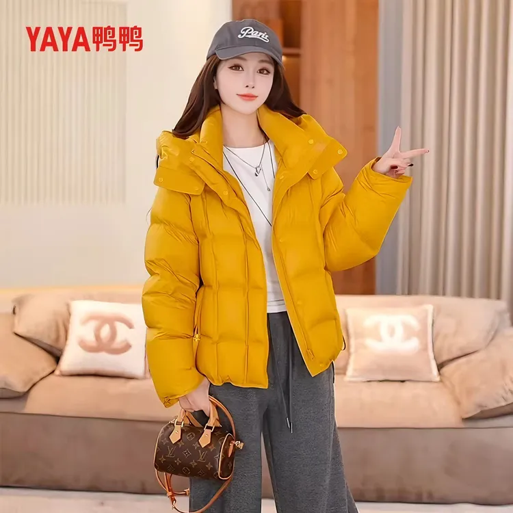 鸭鸭泡芙羽绒服女2025年冬季新款时尚简约百搭保暖短款鸭绒外套