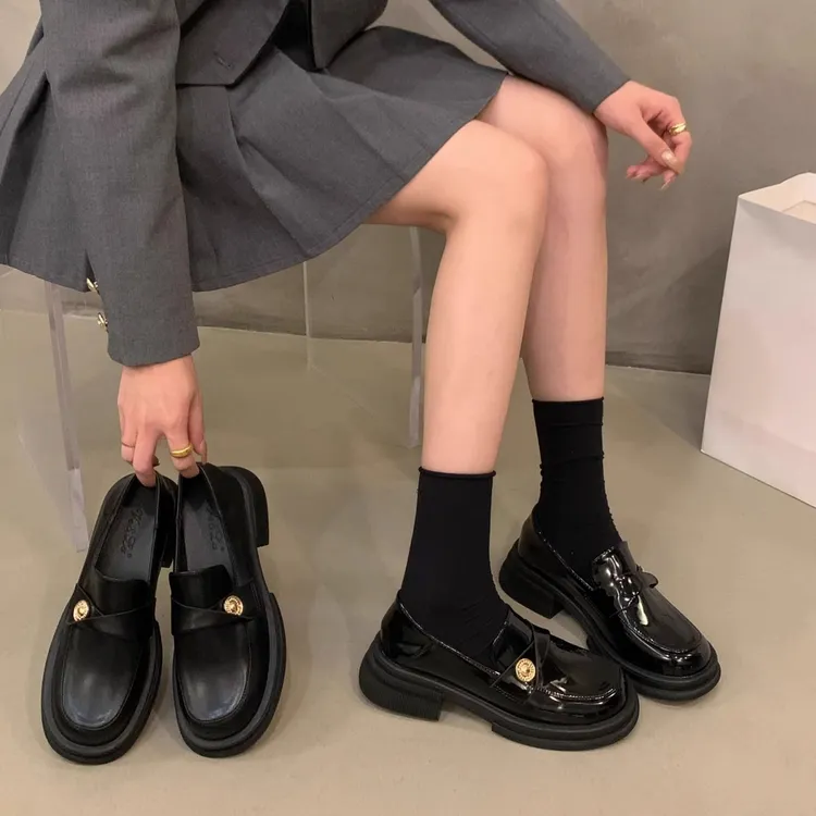 厚底黑色春秋季乐福鞋小香风单鞋女鞋子2025新款法式英伦风小皮鞋