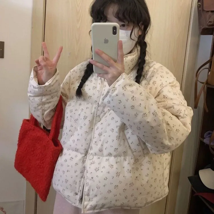 小碎花棉袄网红款棉服斜纹面料耐磨韩系穿搭反季清仓捡漏俏皮外套