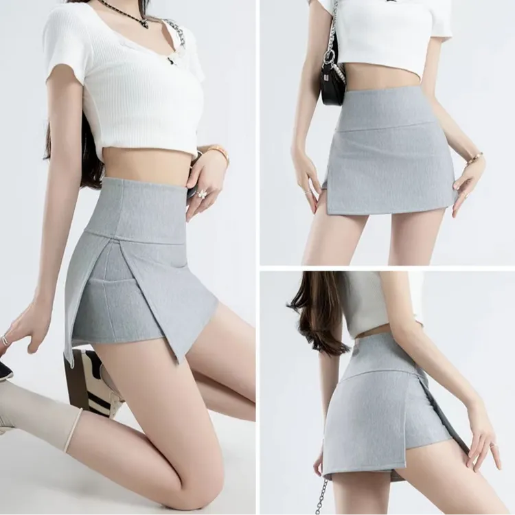 小众时尚设计感包臀显瘦高腰开叉半身裙夏季百搭黑色开叉修身休闲