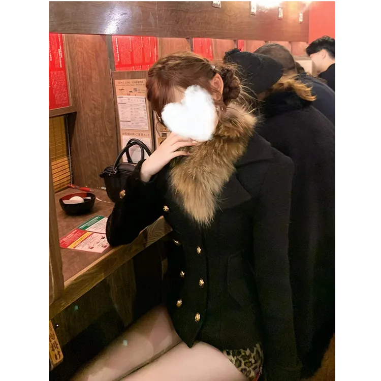 古早感赫本千金感拉美风套装毛领收腰短款外套+豹纹包臀短裙秋冬