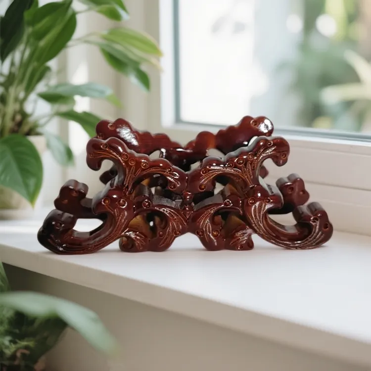 特大号免挖槽手工雕刻浪花纹通用奇石玉石底座摆设中式工艺品创意