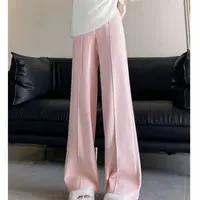 【秀宝女装】百搭高腰松紧腰显瘦直筒休闲裤XB4036