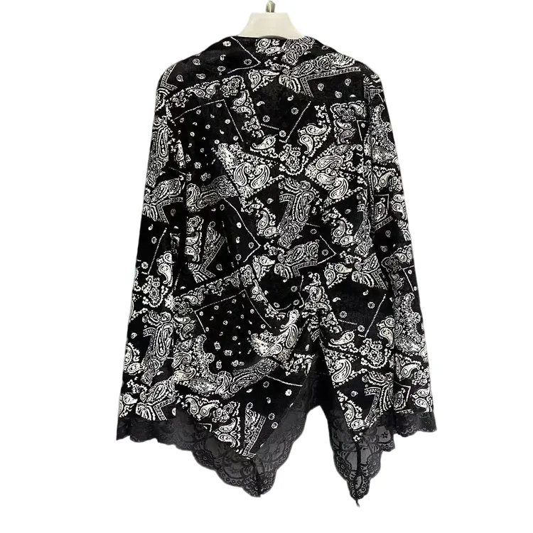 长袖圆领蕾丝衬衫黑色上衣复古雪纺衫长款小衫女士打底