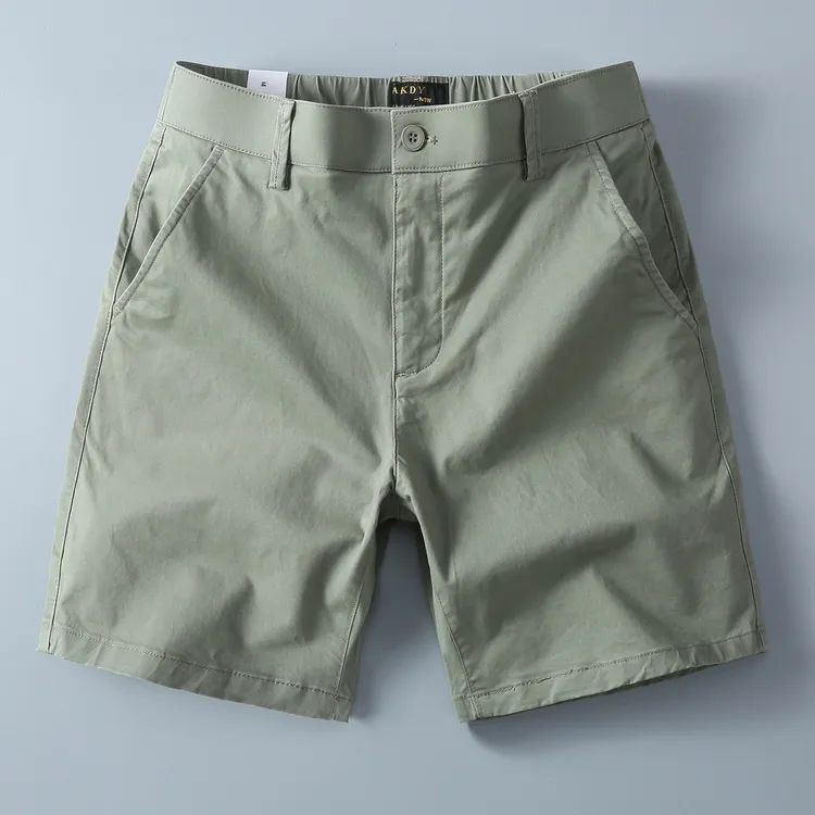 夏季休闲四分裤男美式棉质高端居家外穿裤子修身直筒4分西装短裤