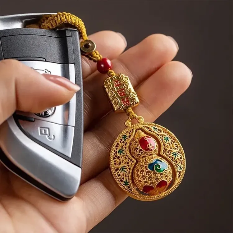 【买一送一到手两套】2025新款创意金色平安葫芦钥匙扣挂件福禄挂饰商品图