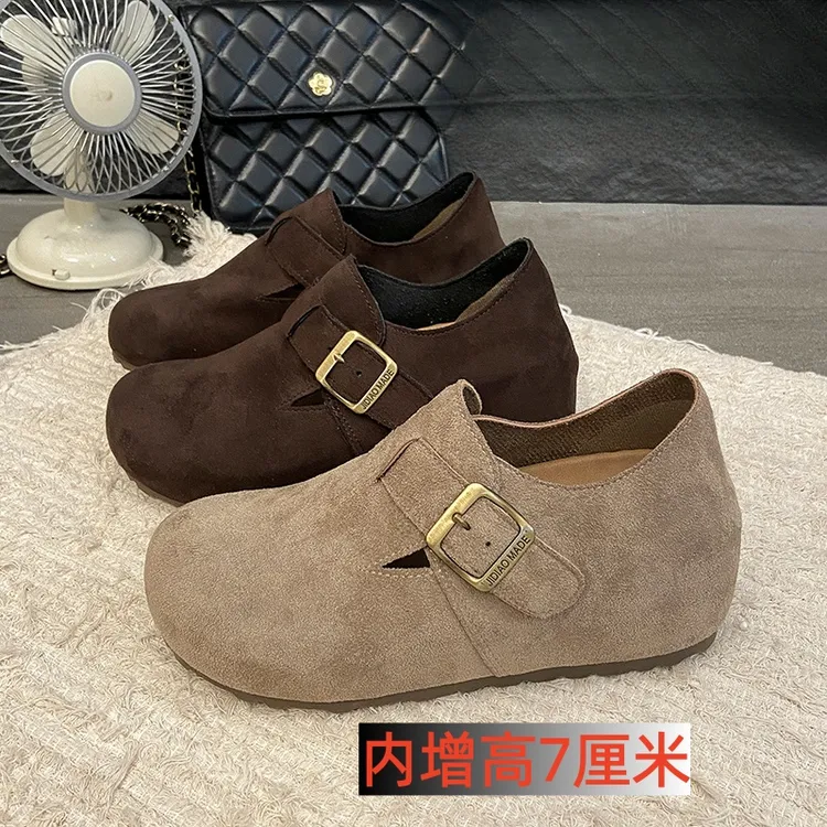 【圆通包邮】7cm厚底内增高勃肯鞋百搭女秋季2025新款外穿博肯鞋