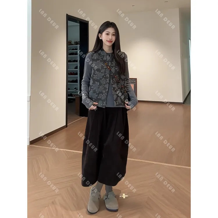 JIUJIU【一片星辰】绵羊毛+莱赛尔时尚简约设计感新中式马甲外套女