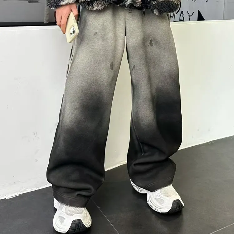 重磅水洗泥染加绒脏脏卫裤