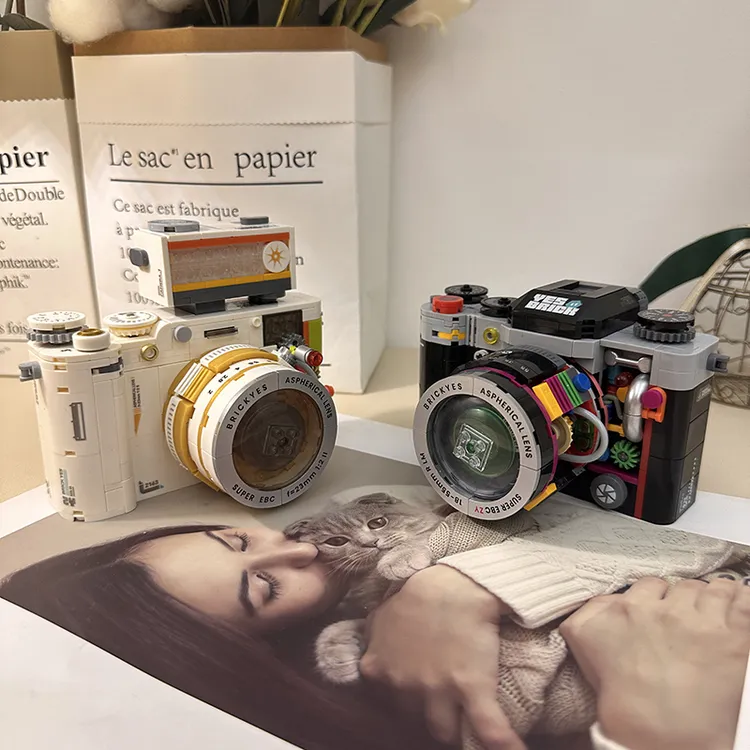 益智复古相机拼装积木2024中国玩具潮流模型摆件男女孩生日礼物