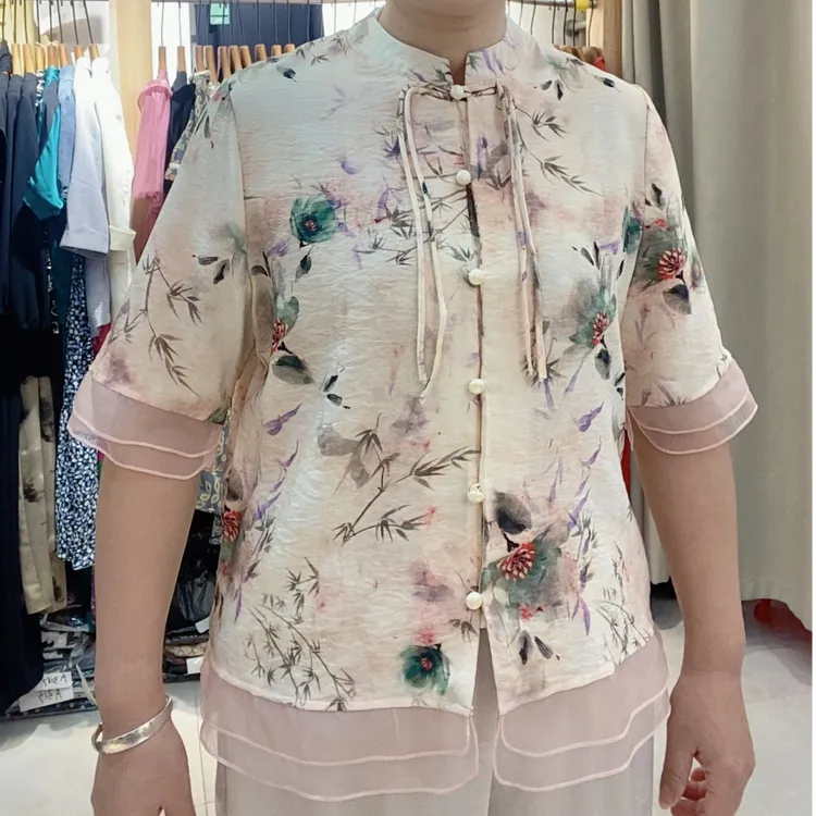 短款宽松型常规女装小衫新复古风中国风