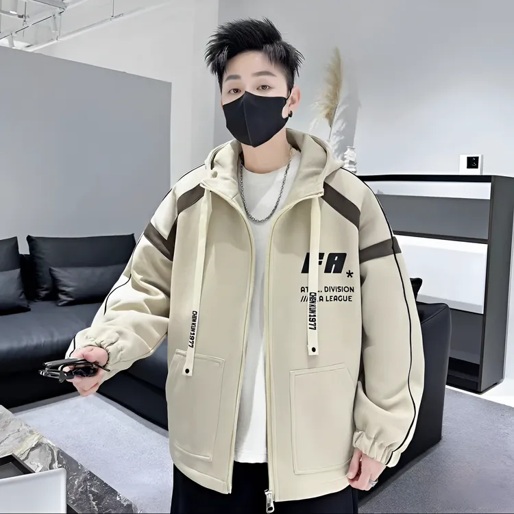 外套男春秋款潮牌宽松休闲连帽夹克男青少年帅气百搭潮流衣服G222