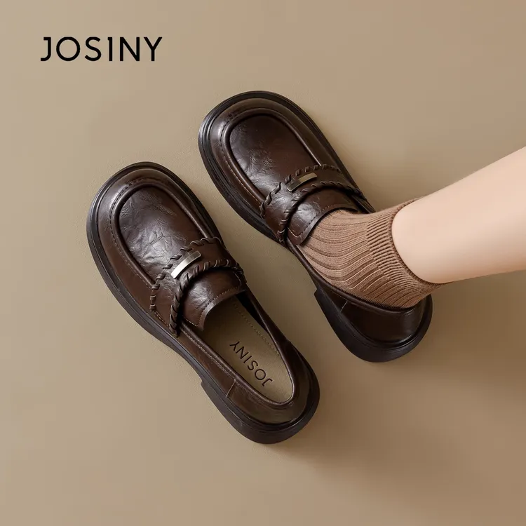 卓诗尼乐福鞋女2025新款英伦风JK棕色小皮鞋女款通勤法式单鞋春秋商品图