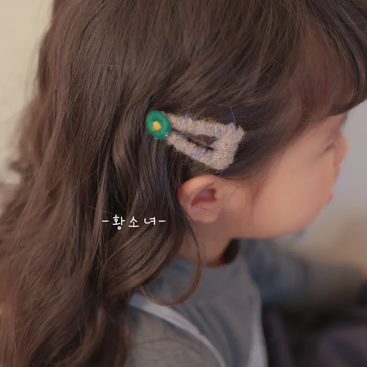 黄小妞可爱秋冬手工毛线发夹女童可爱BB夹儿童刘海夹发卡
