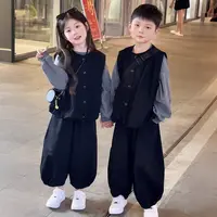 儿童秋季套装男女童兄妹春秋亲子装打底衫灯笼裤痞帅三件套潮酷