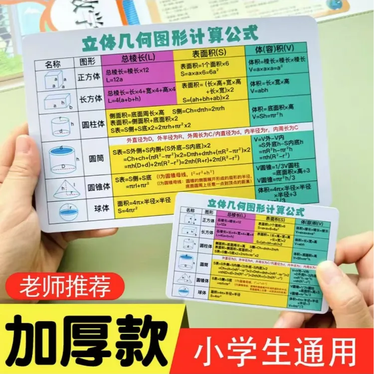 乘法口诀表卡片小学生九九乘除法口诀表一二年级数学公式学习大全