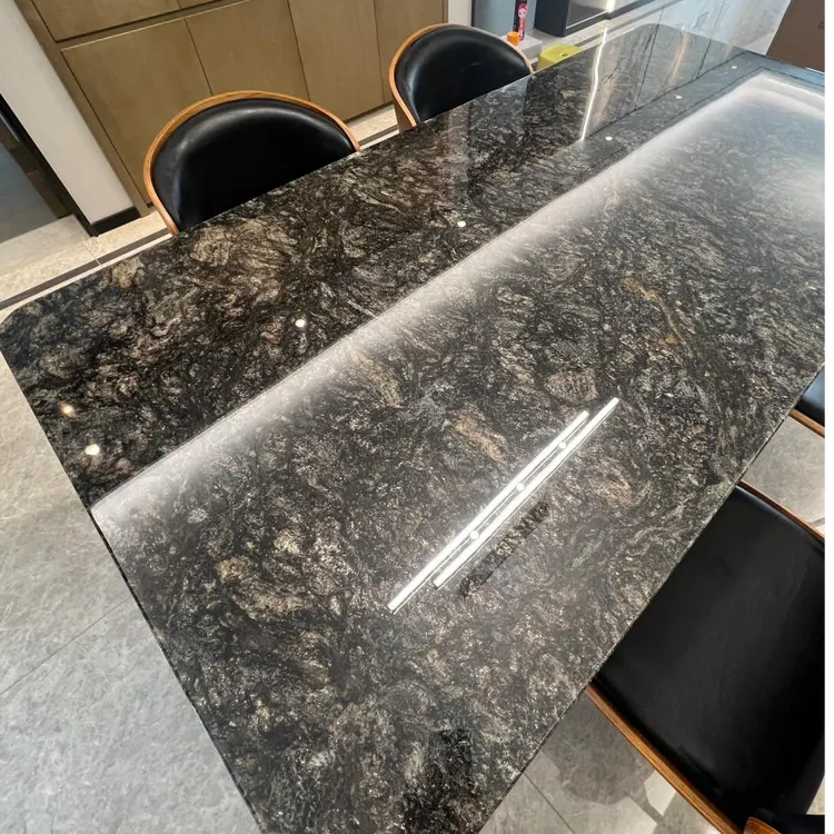 铂金钻奢石餐桌长方形意式极简大平层高档现代家用天然大理石餐台