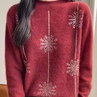 1新款女士秋冬烫钻半高领针织打底衫