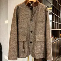丽姐服饰—JB-秋季新款休闲立领羊毛夹克