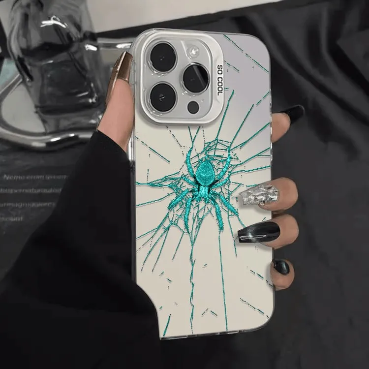 彩色磨砂变异蜘蛛适用苹果16华为oppo小米15vivo手机壳iphone13