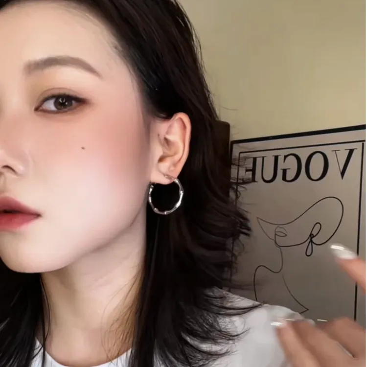 铜合金耳饰 2025新款几何竹节耳环ins风时髦高级感耳饰品 4022