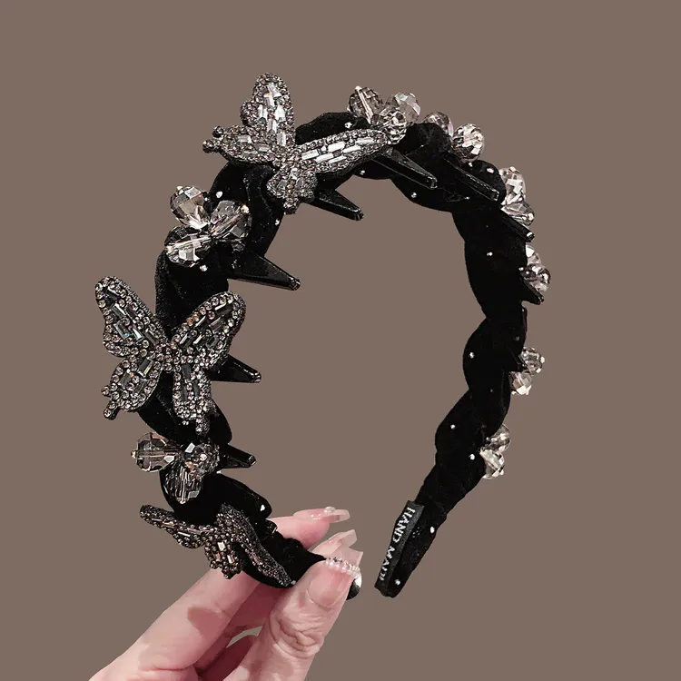 高颅顶蝴蝶发箍女2025新款高级感带齿防滑洋气时尚头饰发卡头箍女