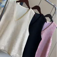 2025新中式提花宽松v领马夹气质网红时尚百搭987