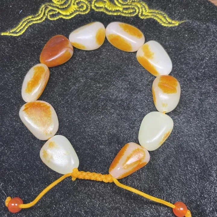 和田玉枣红皮红泌皮随形男女情侣款手链手串多样性发货