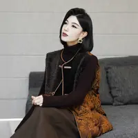 POPULARYW【别阙词】Z·R上品屋  国风刺绣拼接羊皮毛一体羽绒服马夹