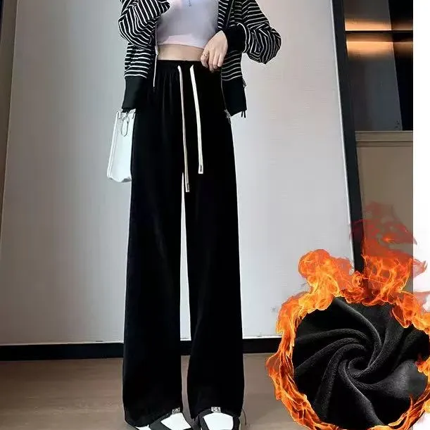 欧棉绒秋冬加绒直筒裤