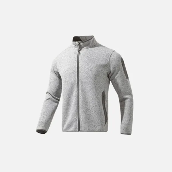 大码男士秋冬高性能热感针织抓绒男士夹克刺绣袖标保暖外套