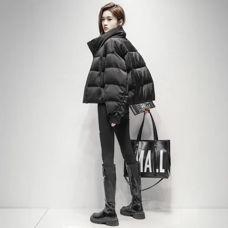 设计感亮片短款羽绒服女小个子2025冬季新款泡芙时尚保暖泡芙外套