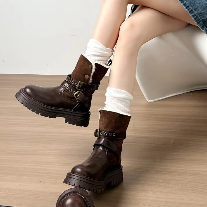 棉鞋马丁靴季加绒加厚雪地靴女款2025新款冬保暖厚底增高防滑靴子