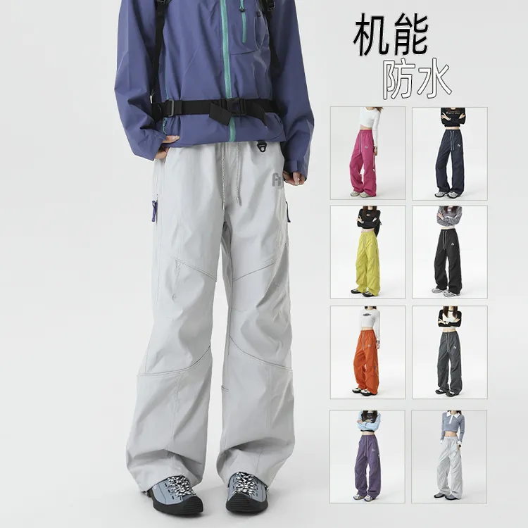 秋季三防解构机能冲锋裤男女潮牌印花户外登山裤宽松美式休闲长裤