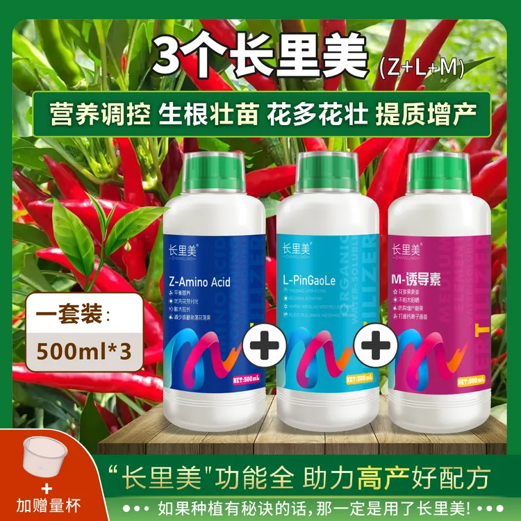 大长里美生根壮苗绿叶快长增产靓果促花坐果辣椒水溶肥500ml
