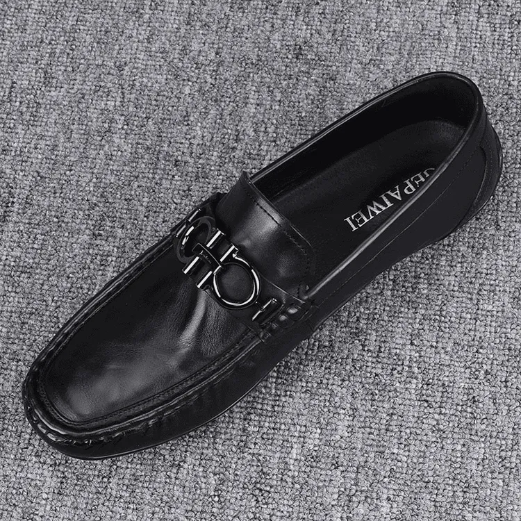 新款真皮男鞋时尚复古透气豆豆鞋男经典百搭乐福鞋休闲驾车鞋男士