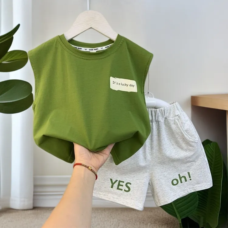 2025新款男童套装两件套宝宝夏装背心上衣短裤童装男时髦童痞帅潮