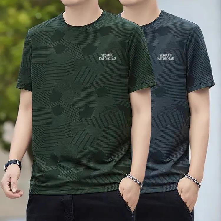 男款爆款2025肥佬大码200斤以上夏天圆领短袖新款胖子薄款上衣男