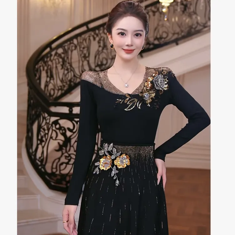 【芙娜妮】新款2025秋冬不规则女装上衣毛针织衫打底保暖F2531264A