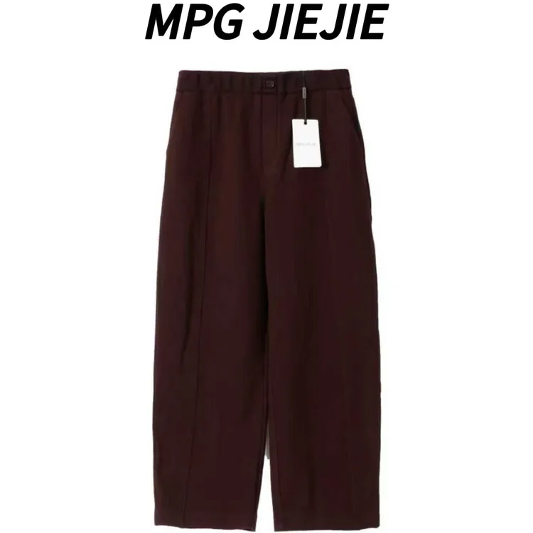 MPG JIEJIE【自在裤】大码秋冬莱赛尔加绒松紧腰弹力咖色休闲裤
